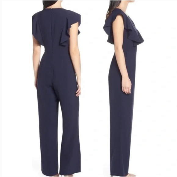 Eliza J Flutter Sleeve Jumpsuit Navy Size 18 - Picture 2 of 9